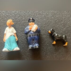 3 Homies figurines Officer Placa, Topo, Hard Rock Rottweiler Dog Series 4 *read